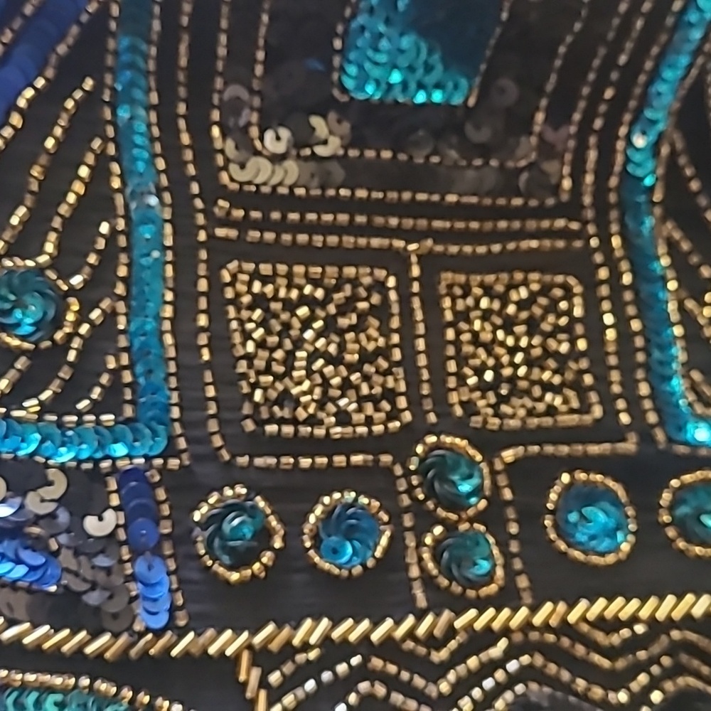 SCALA Fully Beaded Sequins Vintage Formal Jacket Top Sz M - Picture 5 of 5